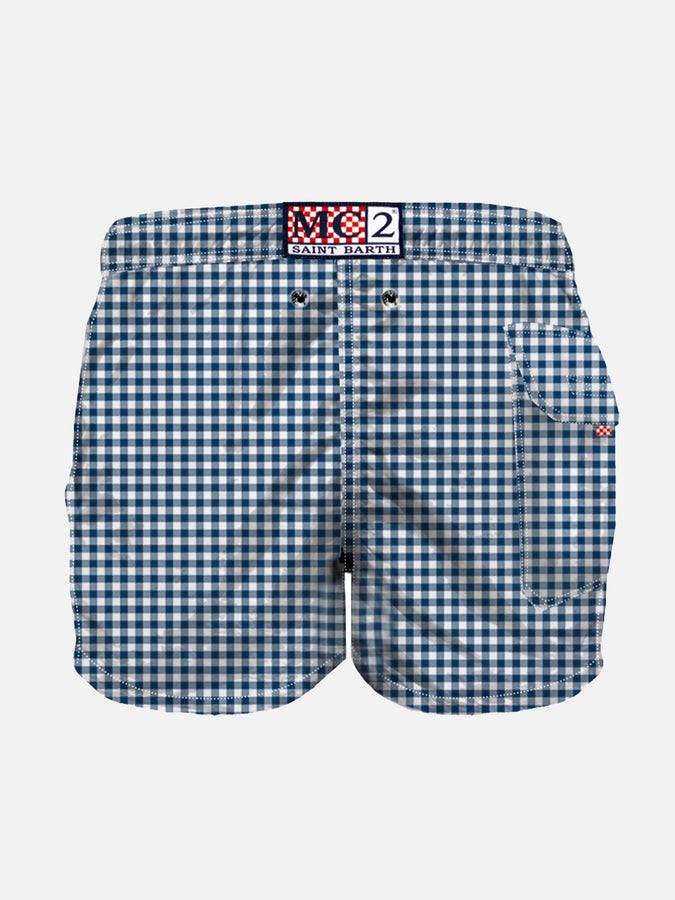 Mc2 Saint Barth Costume Da Bagno Da Bambino Con Fantasia Vichy Blu