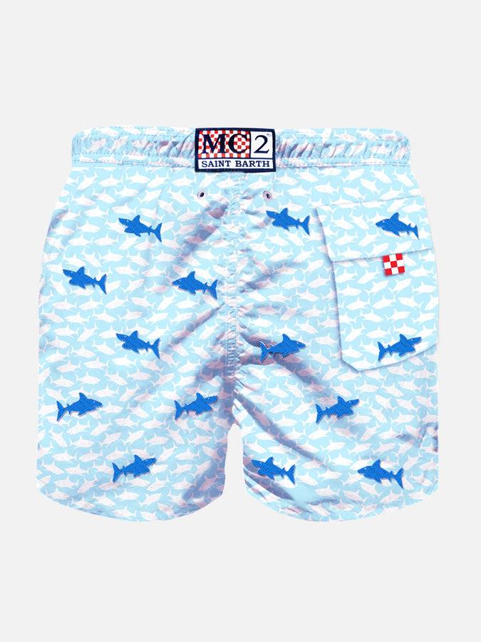 Mc2 Saint Barth Costume Da Bagno Da Bambino Con Squali Ricamati