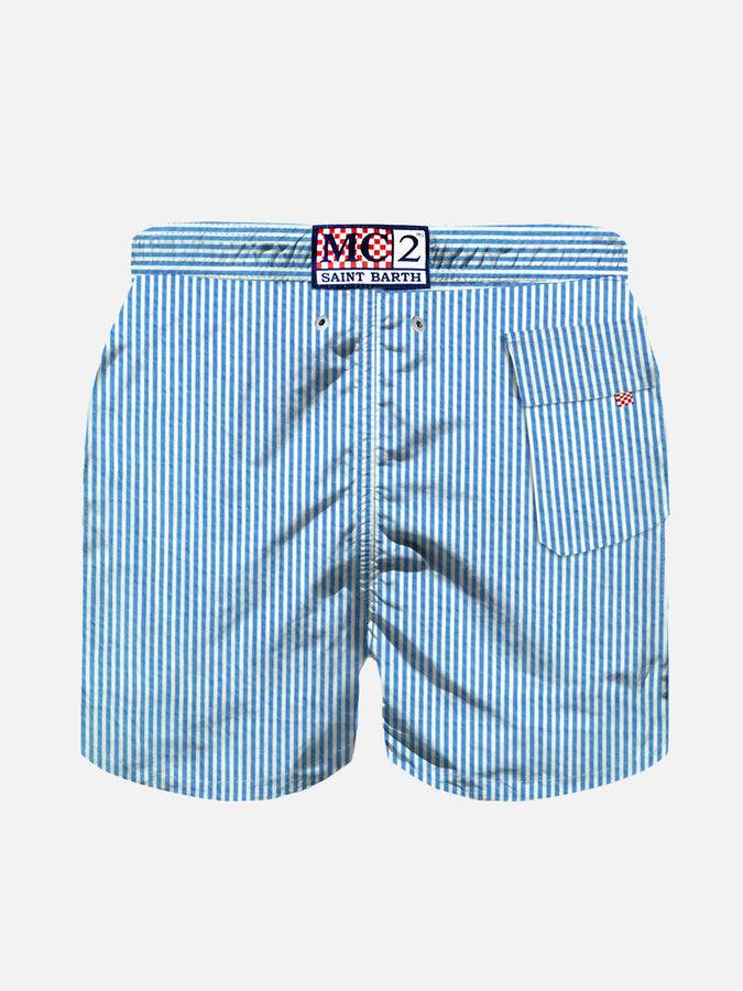 Mc2 Saint Barth Costume Da Bagno Da Bambino Con Stampa A Righe Azzurre