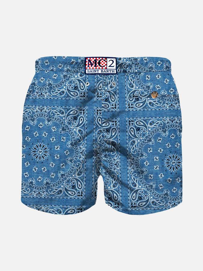 Mc2 Saint Barth Costume Da Bagno Da Bambino Con Stampa Bandana In Denim