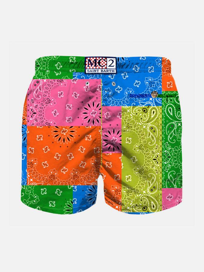 Mc2 Saint Barth Costume Da Bagno Da Bambino Con Stampa Bandana Multicolore Fluo
