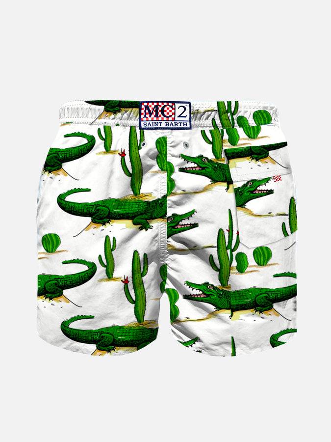 Mc2 Saint Barth Costume Da Bagno Da Bambino Con Stampa Coccodrillo E Cactus