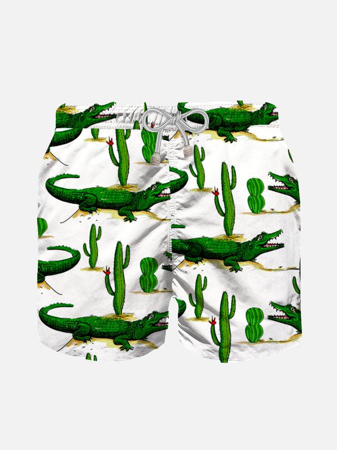 Mc2 Saint Barth Costume da bagno da bambino con stampa coccodrillo e cactus