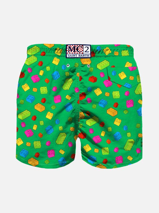 Mc2 Saint Barth Costume Da Bagno Da Bambino Con Stampa Mattoncini Multicolore