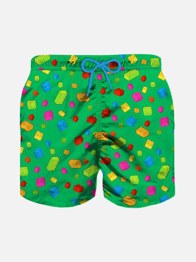 Mc2 Saint Barth Costume da bagno da bambino con stampa mattoncini multicolore