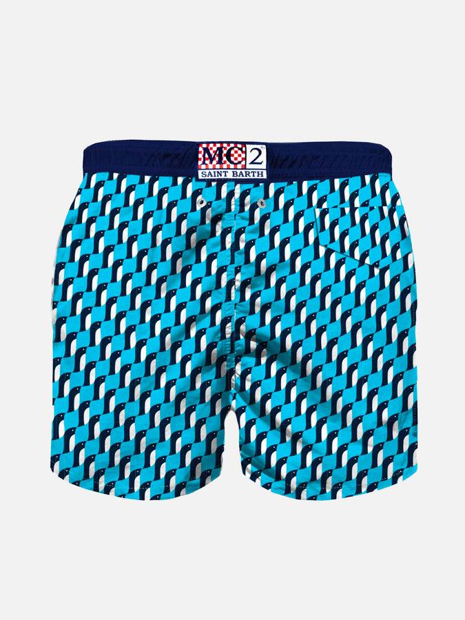 Mc2 Saint Barth Costume Da Bagno Da Bambino Con Stampa Pinguini E Ricamo