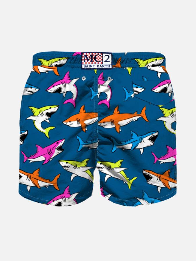 Mc2 Saint Barth Costume Da Bagno Da Bambino Con Stampa Squali Multicolore