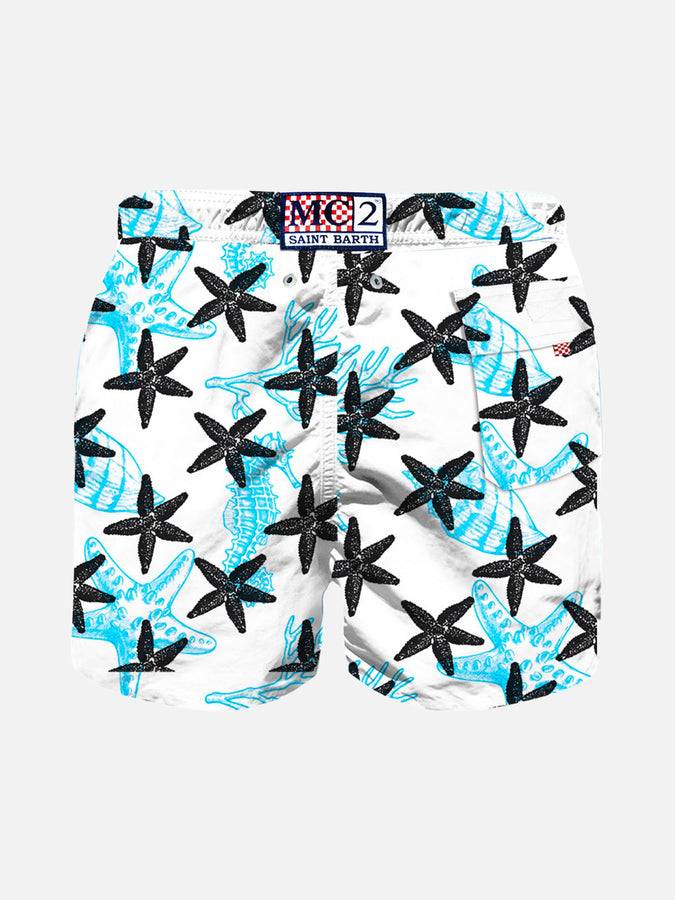 Mc2 Saint Barth Costume Da Bagno Da Bambino Con Stampa Stelle Marine Floccate