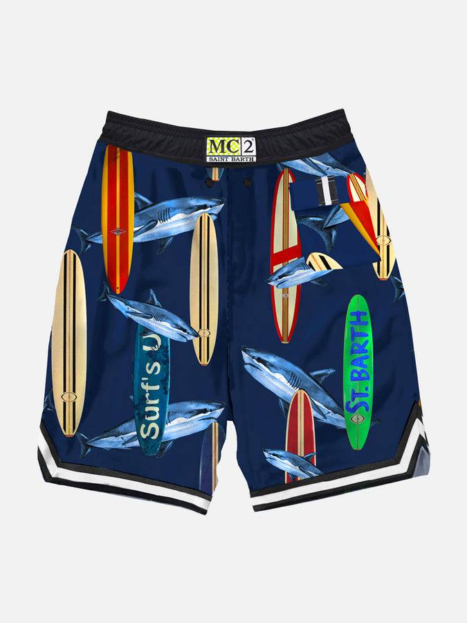 Mc2 Saint Barth Costume Da Bagno Da Bambino Con Stampa Tavola Da Surf