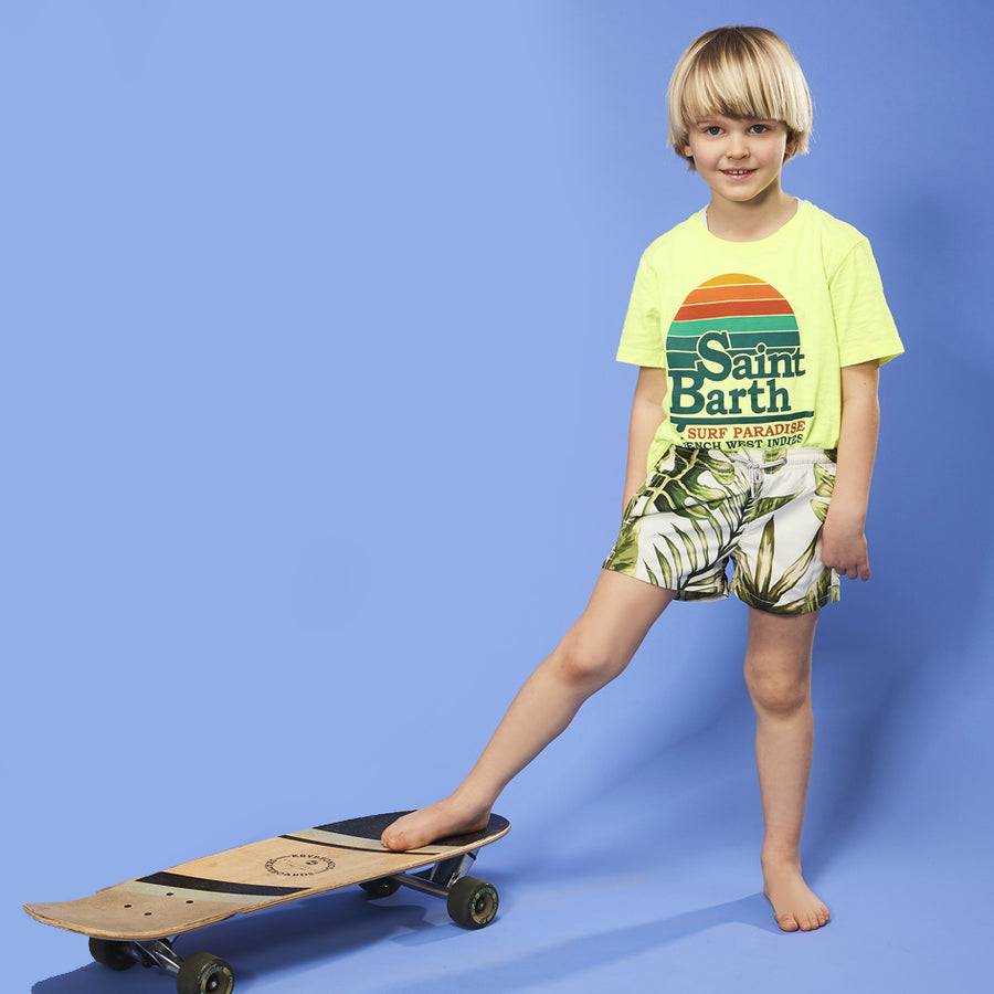 Mc2 Saint Barth Costume Da Bagno Da Bambino Con Stampa Tropicale