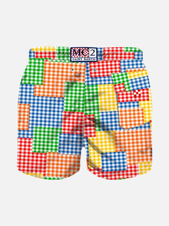 Mc2 Saint Barth Costume Da Bagno Da Bambino Con Stampa Vichy