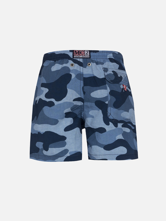 Mc2 Saint Barth Costume Da Bagno Da Bambino Di Media Lunghezza Jean Con Stampa Mimetica