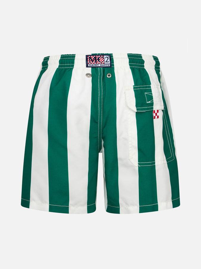 Mc2 Saint Barth Costume Da Bagno Da Bambino Di Media Lunghezza Jean Con Stampa A Righe
