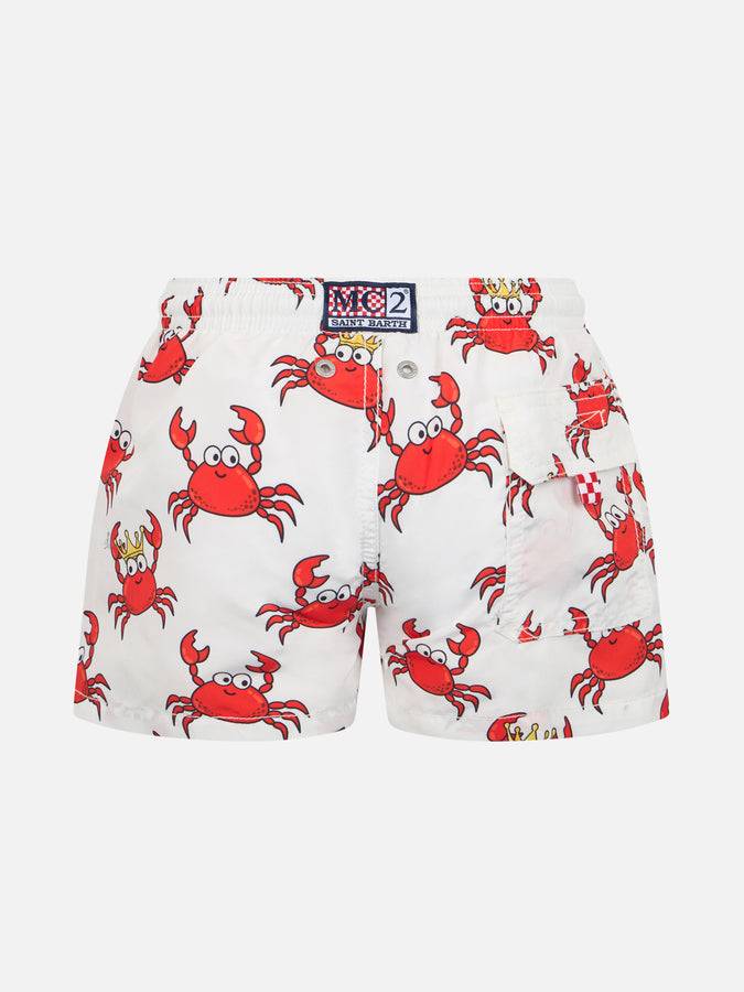 Mc2 Saint Barth Costume Da Bagno Da Bambino Di Media Lunghezza Jean Con Stampa Granchio Reale