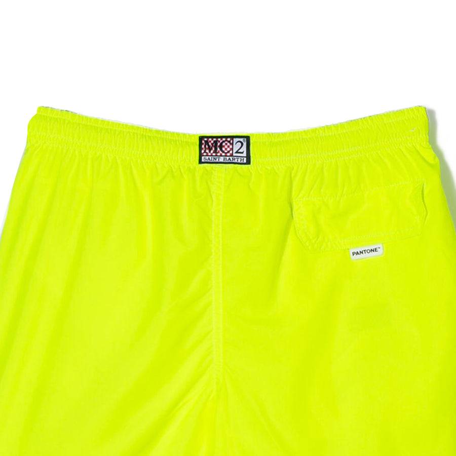 Mc2 Saint Barth Costume Da Bagno Da Bambino Giallo Fluo In Tessuto Leggero | Edizione Speciale Pantone™