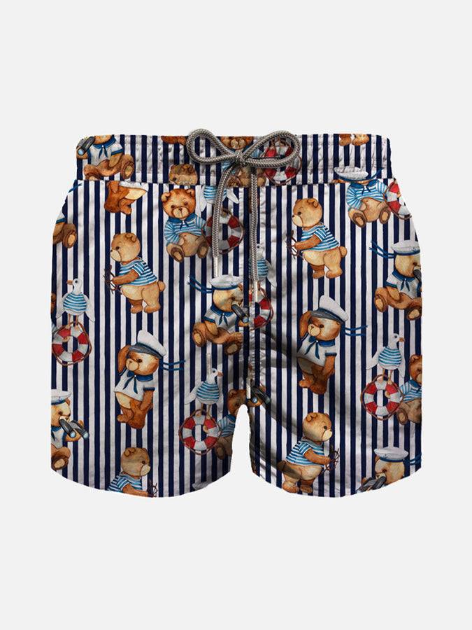 Mc2 Saint Barth Costume da bagno da bambino in cotone con stampa orsetto marinaio