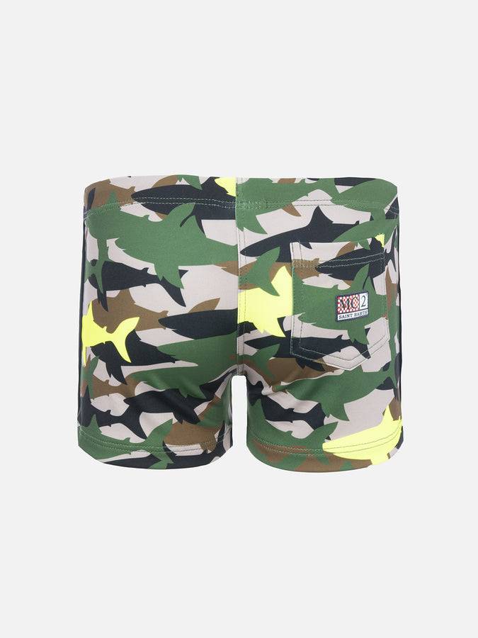 Mc2 Saint Barth Costume Da Bagno Da Bambino In Lycra Con Stampa Squalo Mimetico