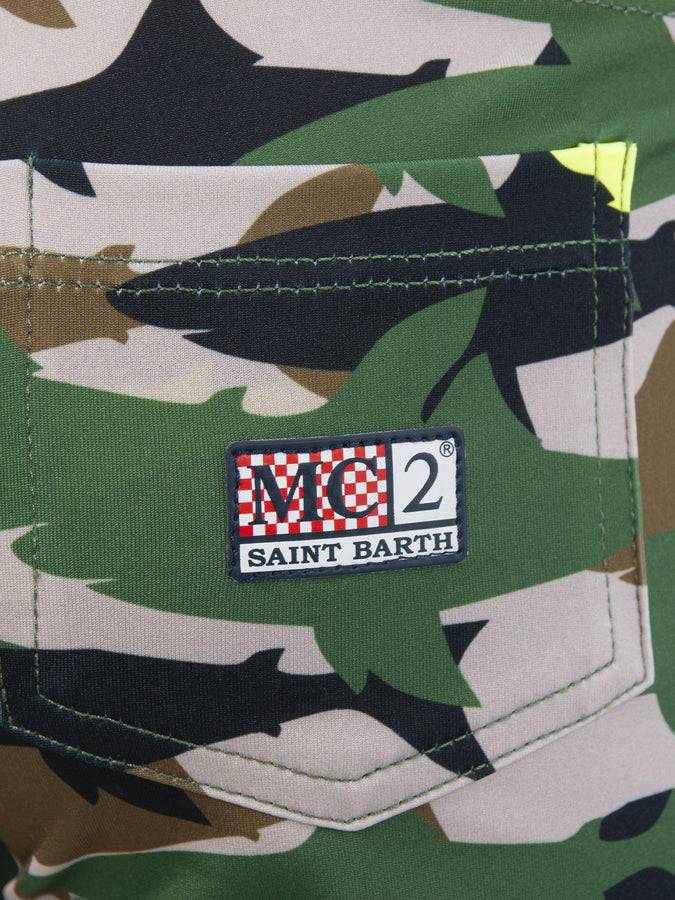 Mc2 Saint Barth Costume Da Bagno Da Bambino In Lycra Con Stampa Squalo Mimetico