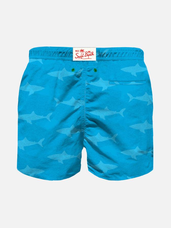 Mc2 Saint Barth Costume Da Bagno Da Bambino In Spugna Con Squali In Rilievo