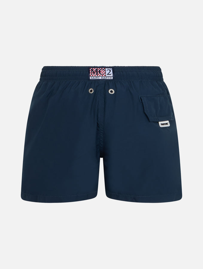 Mc2 Saint Barth Costume Da Bagno Da Bambino In Tessuto Leggero Blu Navy Jean Lighting Pantone | EDIZIONE SPECIALE PANTONE