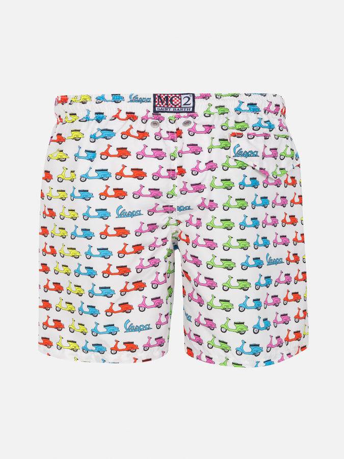 Mc2 Saint Barth Costume Da Bagno Da Bambino In Tessuto Leggero Con Stampa Vespa | EDIZIONE SPECIALE VESPA®