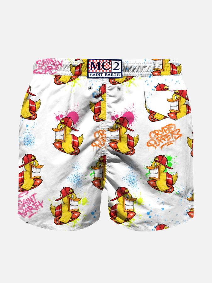 Mc2 Saint Barth Costume Da Bagno Da Bambino In Tessuto Leggero Con Stampa Papera Crypto | CRYPTO BURATTINI EDIZIONE SPECIALE