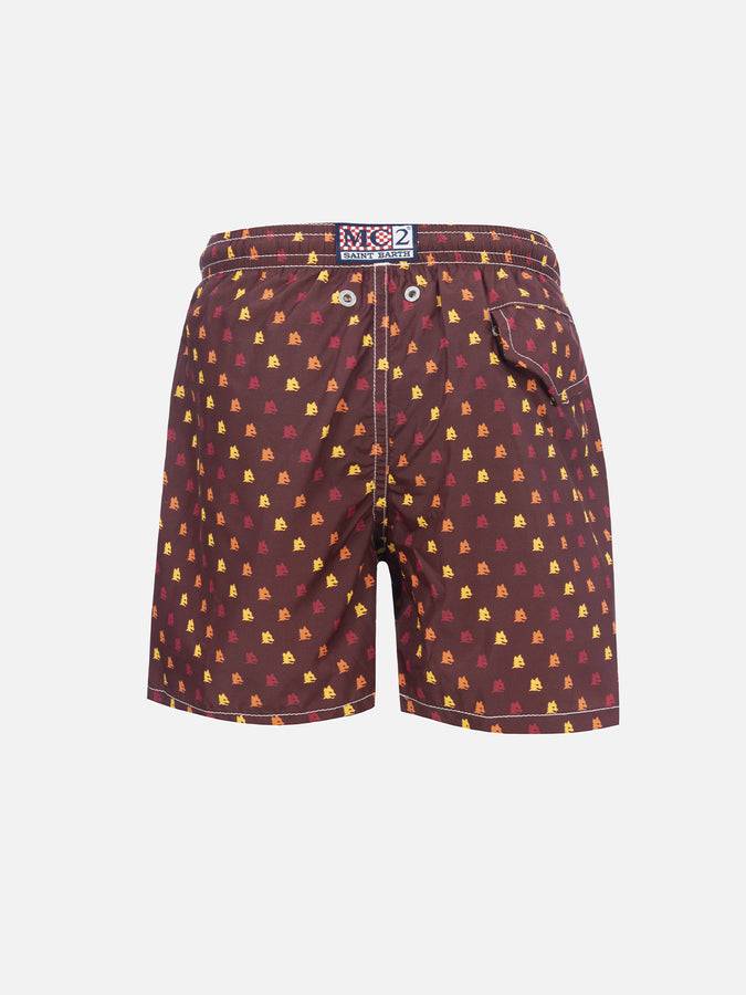 Mc2 Saint Barth Costume Da Bagno Da Bambino In Tessuto Leggero Con Stampa Roma | EDIZIONE SPECIALE AS ROMA