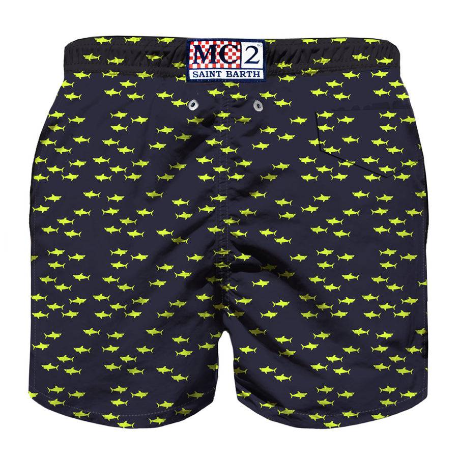 Mc2 Saint Barth Costume Da Bagno Da Bambino In Tessuto Leggero Con Stampa Squali