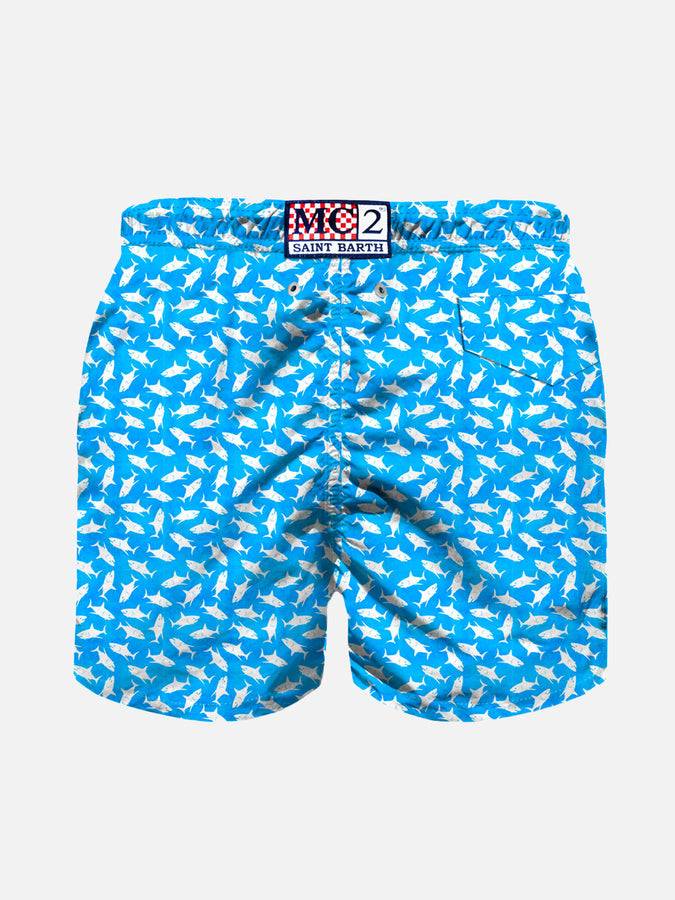 Mc2 Saint Barth Costume Da Bagno Da Bambino In Tessuto Leggero Con Stampa Squali