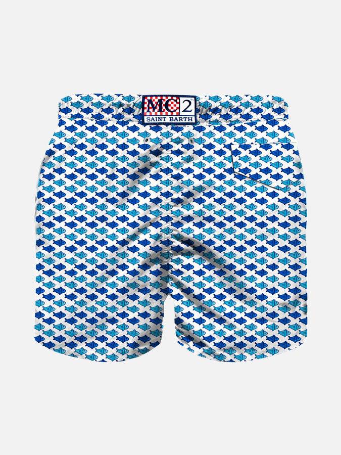 Mc2 Saint Barth Costume Da Bagno Da Bambino In Tessuto Leggero Con Stampa Pesci