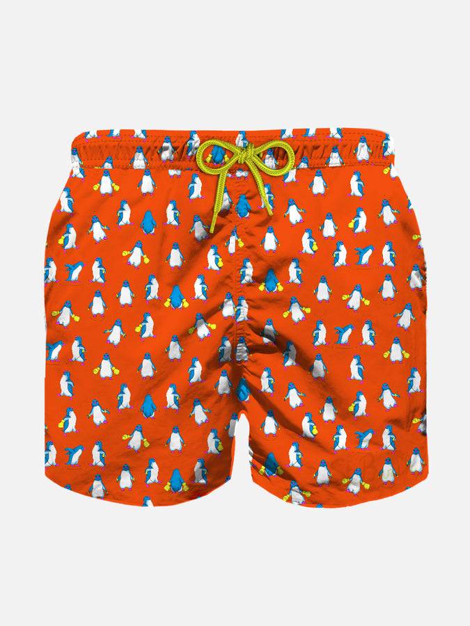Mc2 Saint Barth Costume da bagno da bambino in tessuto leggero con stampa pinguini