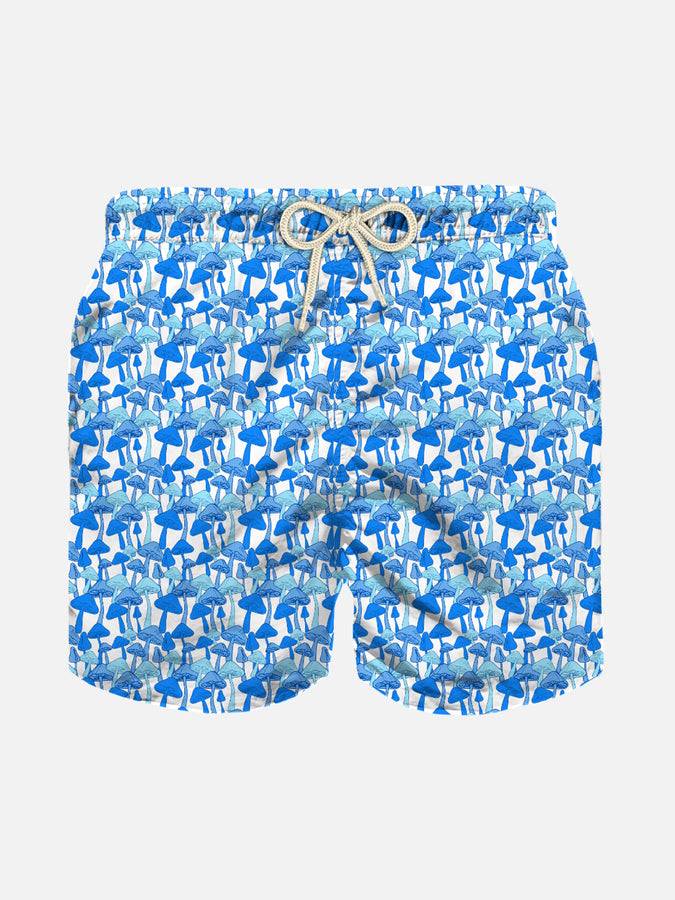 Mc2 Saint Barth Costume da bagno da bambino in tessuto leggero con stampa funghi celesti
