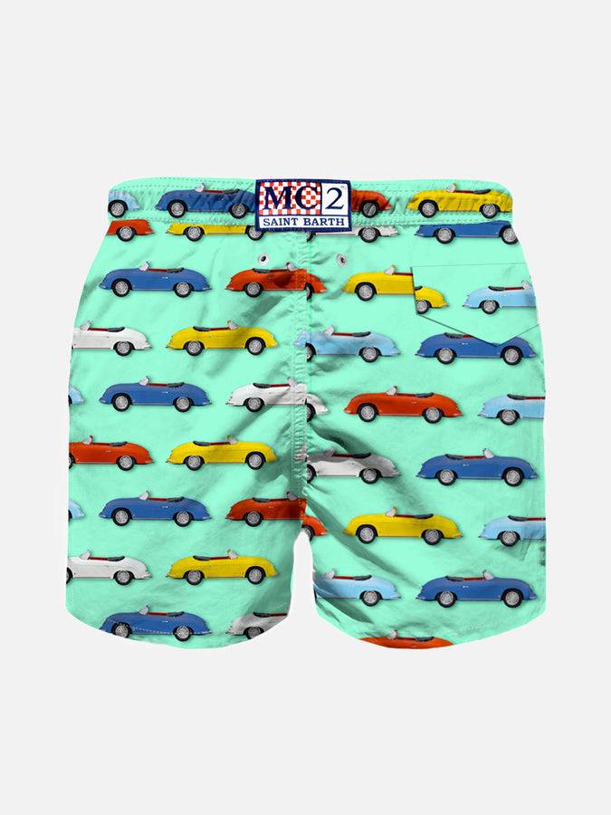 Mc2 Saint Barth Costume Da Bagno Da Bambino In Tessuto Leggero Con Stampa Auto Multicolore