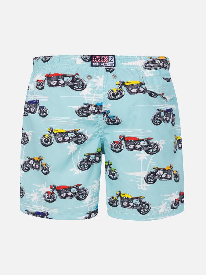 Mc2 Saint Barth Costume Da Bagno Da Bambino In Tessuto Leggero Con Stampa Moto