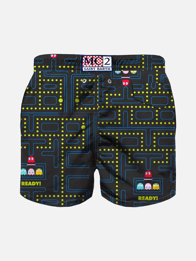 Mc2 Saint Barth Costume Da Bagno Da Bambino In Tessuto Leggero Con Stampa Pac Man |Pacman©