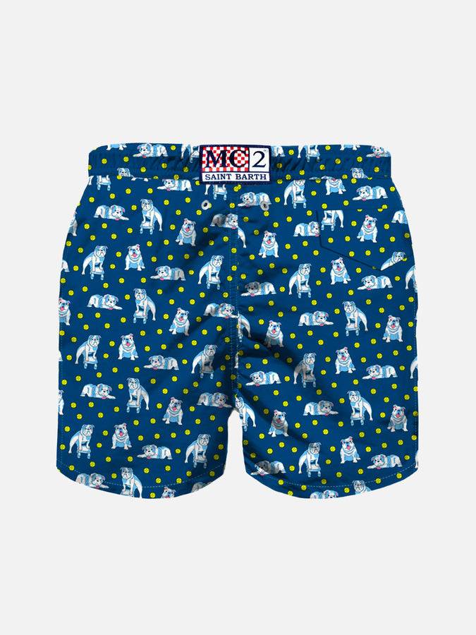 Mc2 Saint Barth Costume Da Bagno Da Bambino In Tessuto Leggero Con Stampa Cani