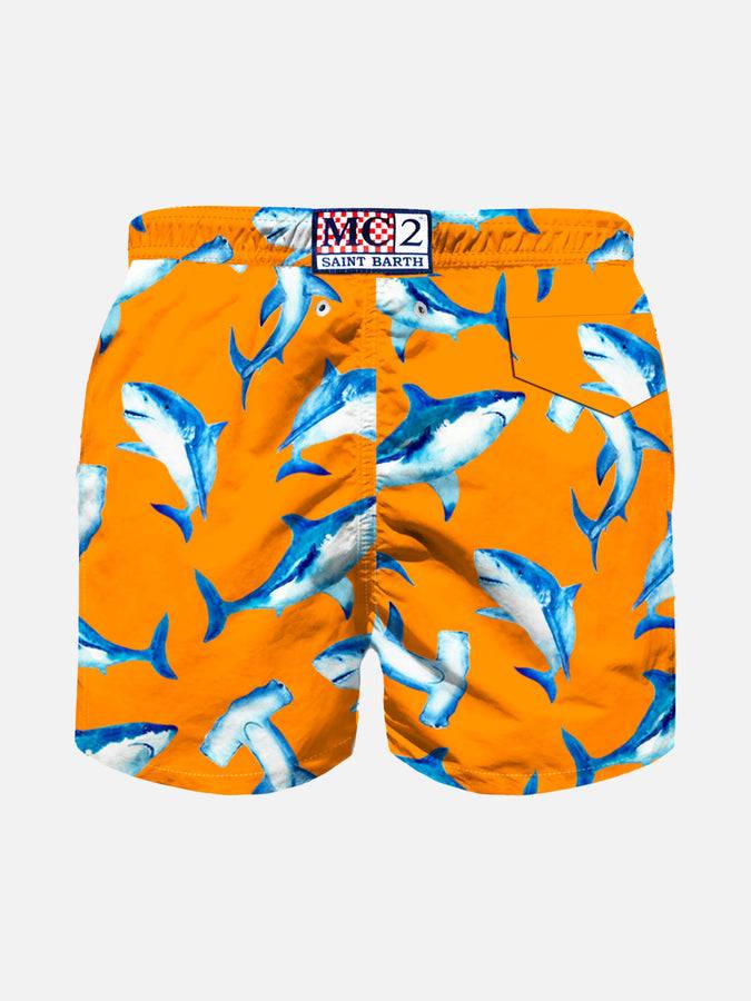 Mc2 Saint Barth Costume Da Bagno Da Bambino In Tessuto Leggero Con Stampa Squali