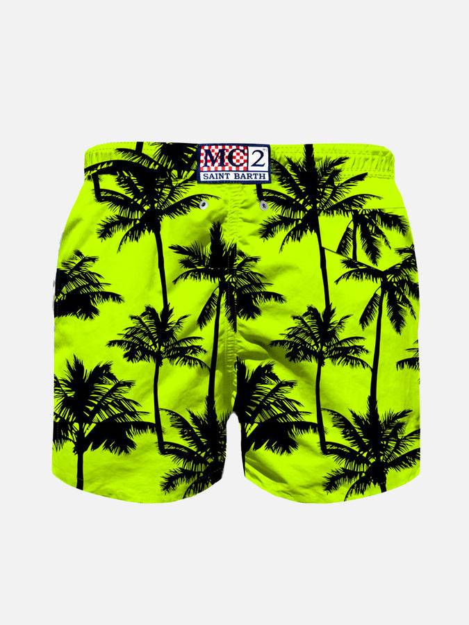 Mc2 Saint Barth Costume Da Bagno Da Bambino In Tessuto Leggero Con Stampa Palme