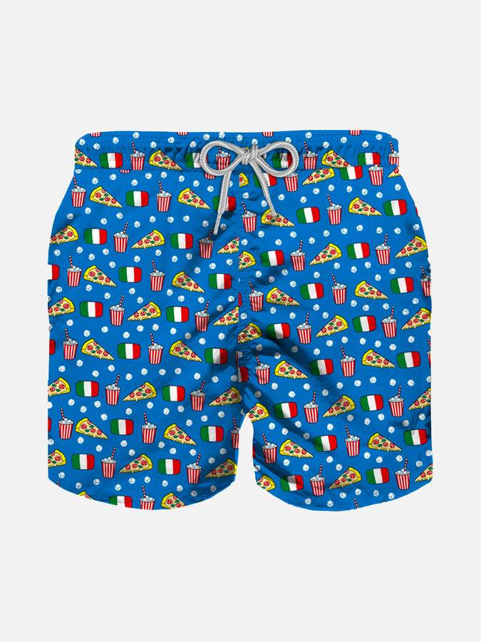 Mc2 Saint Barth Costume da bagno da bambino in tessuto leggero con stampa pizza