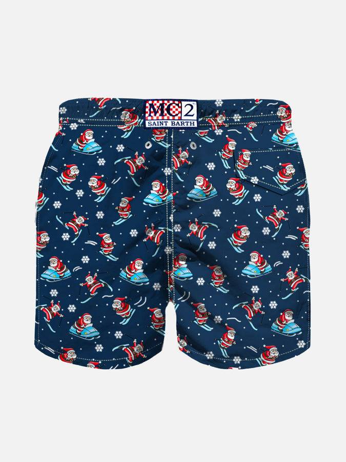 Mc2 Saint Barth Costume Da Bagno Da Bambino In Tessuto Leggero Con Stampa Babbo Natale