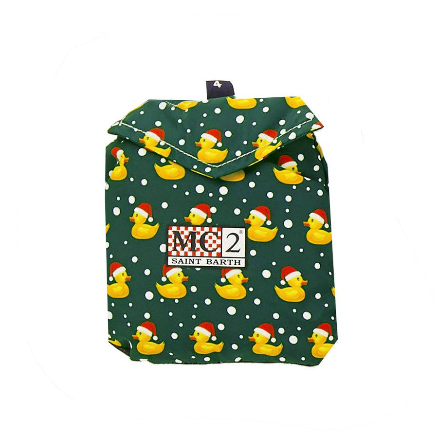 Mc2 Saint Barth Costume Da Bagno Da Bambino In Tessuto Leggero Con Stampa Papera Natalizia