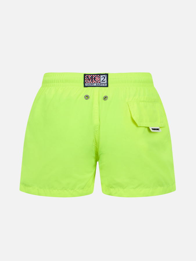 Mc2 Saint Barth Costume Da Bagno Da Bambino In Tessuto Leggero Giallo Fluo Jean Lighting Pantone | EDIZIONE SPECIALE PANTONE