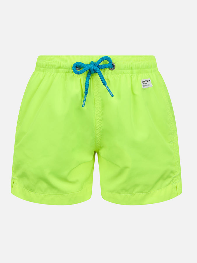 Mc2 Saint Barth Costume da bagno da bambino in tessuto leggero giallo fluo Jean Lighting Pantone | EDIZIONE SPECIALE PANTONE