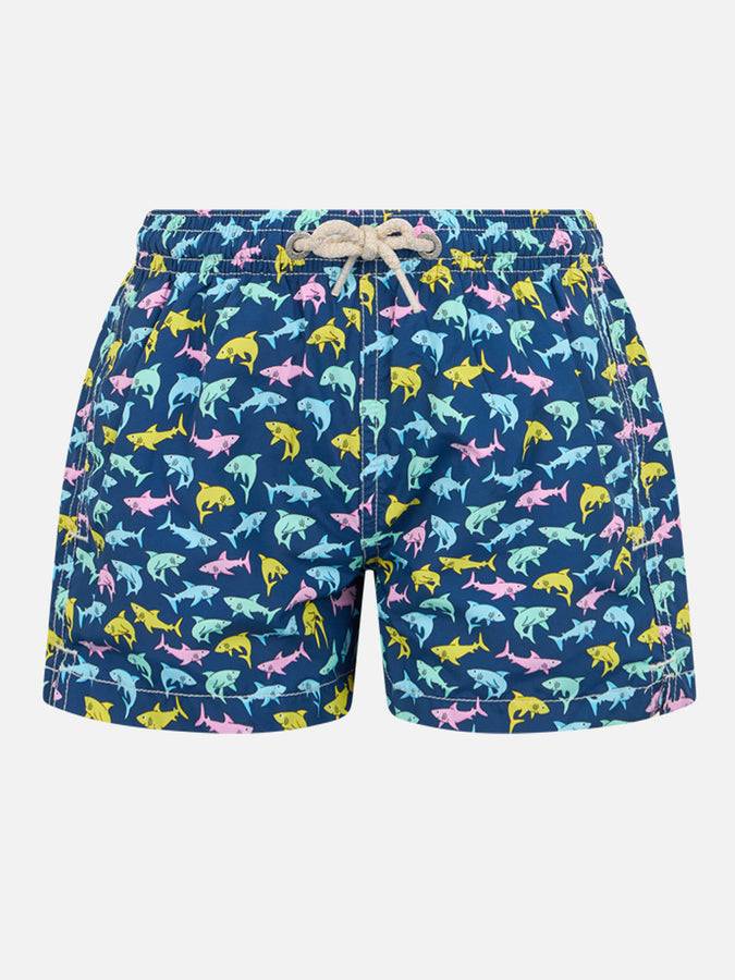 Mc2 Saint Barth Costume da bagno da bambino in tessuto leggero Jean Lighting con stampa squali