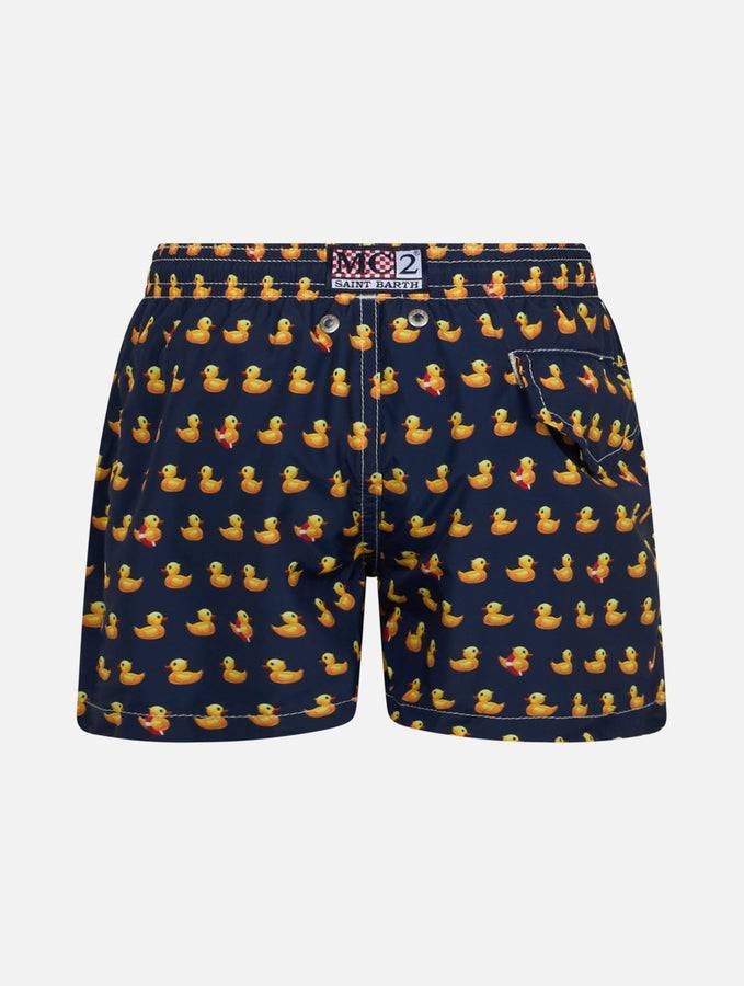 Mc2 Saint Barth Costume Da Bagno Da Bambino In Tessuto Leggero Jean Lighting Con Stampa Di Paperelle