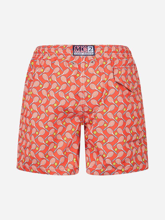 Mc2 Saint Barth Costume Da Bagno Da Bambino In Tessuto Leggero Jean Lighting Con Stampa Tennis