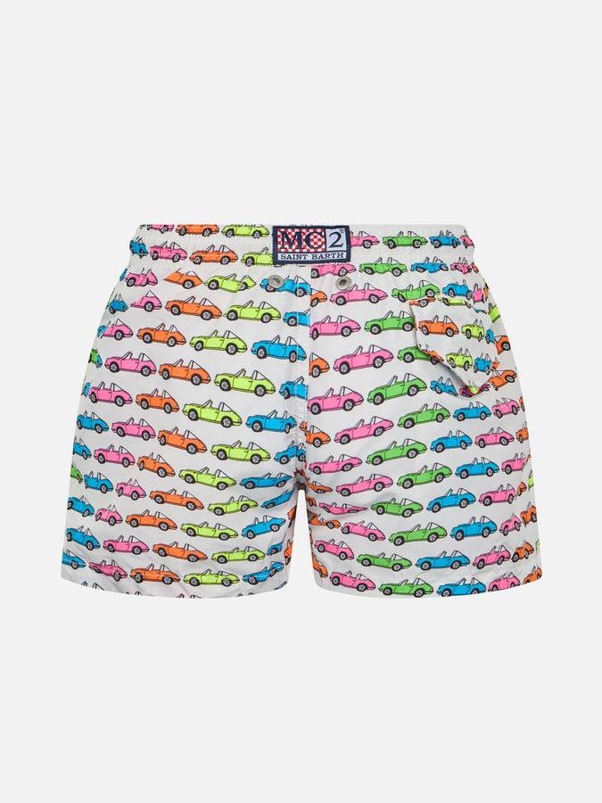 Mc2 Saint Barth Costume Da Bagno Da Bambino In Tessuto Leggero Jean Lighting Con Stampa Di Automobili