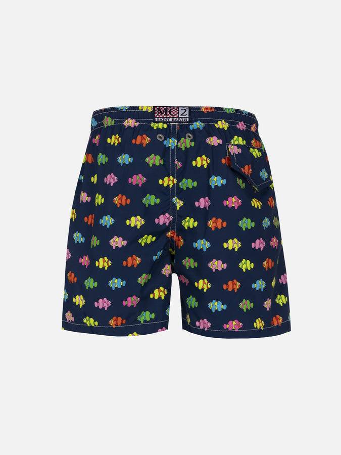 Mc2 Saint Barth Costume Da Bagno Da Bambino In Tessuto Leggero Jean Lighting Con Stampa Pesci