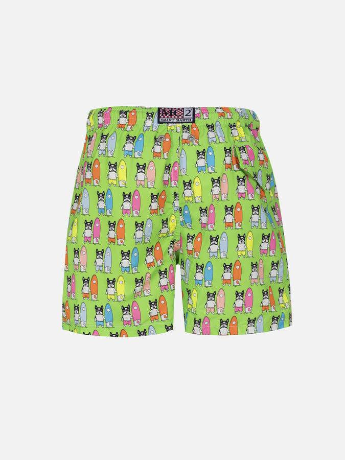 Mc2 Saint Barth Costume Da Bagno Da Bambino In Tessuto Leggero Jean Lighting Con Stampa Di Cani Surfisti