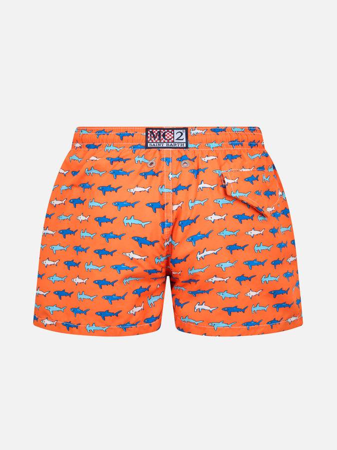 Mc2 Saint Barth Costume Da Bagno Da Bambino In Tessuto Leggero Jean Lighting Con Stampa Squali